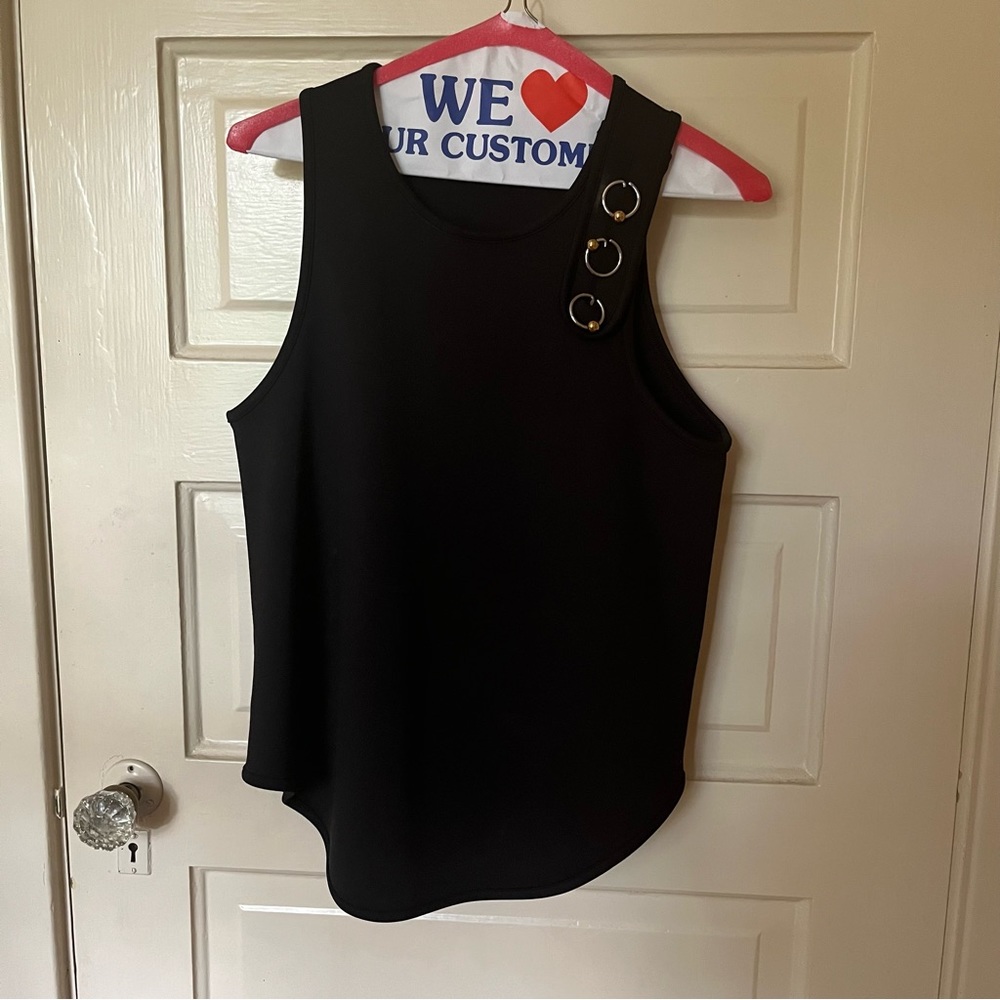 Balenciaga Black Sleeveless Top with Silver Accents